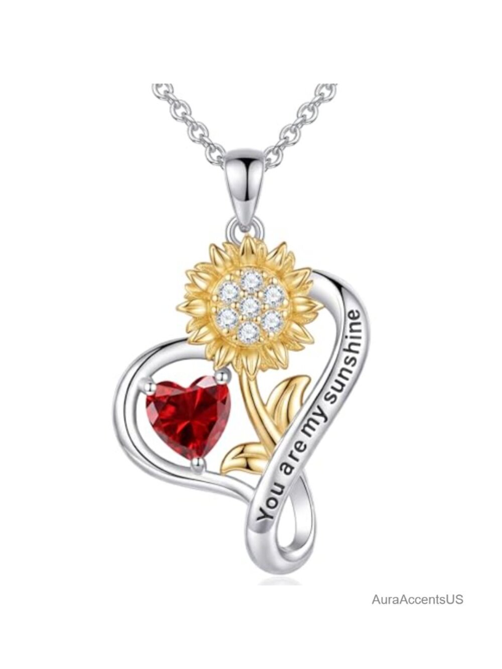 Sunflower Pendant Necklace 18K Gold Plated Sterling Silver